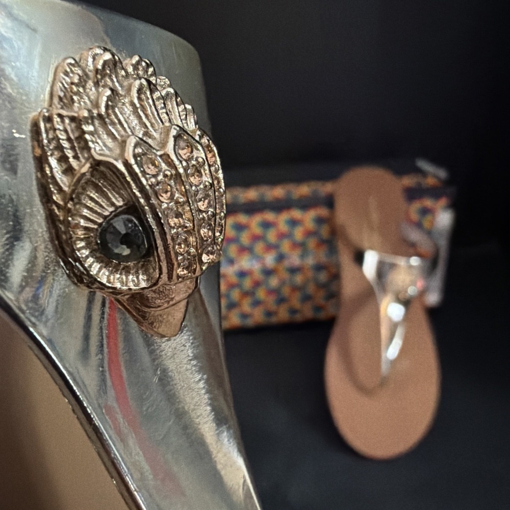 Kurt Geiger London Maddison T-Bar Gold/Bronze Summer Sandals Sz US 6, EU 36 NIB - Picture 10 of 11